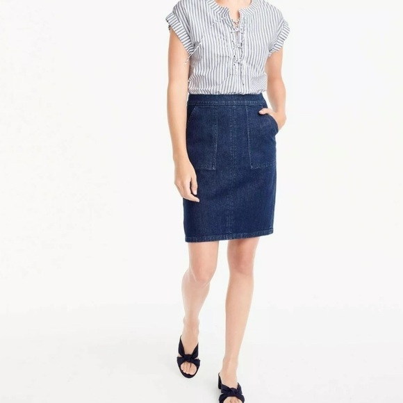 J. Crew Denim Back Toe Pencil Skirt Size 29 - Picture 1 of 9